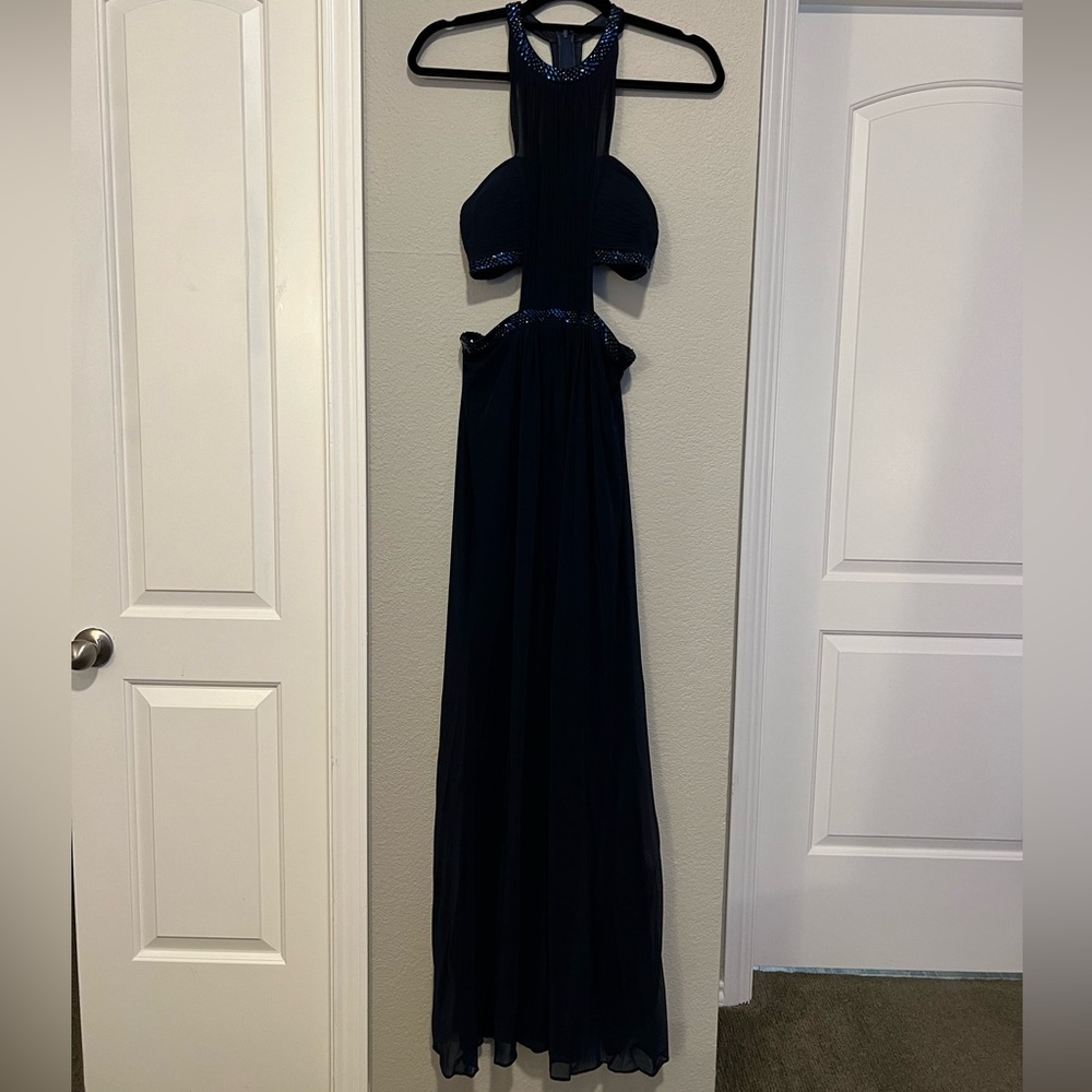 Halter Neck Navy Dress